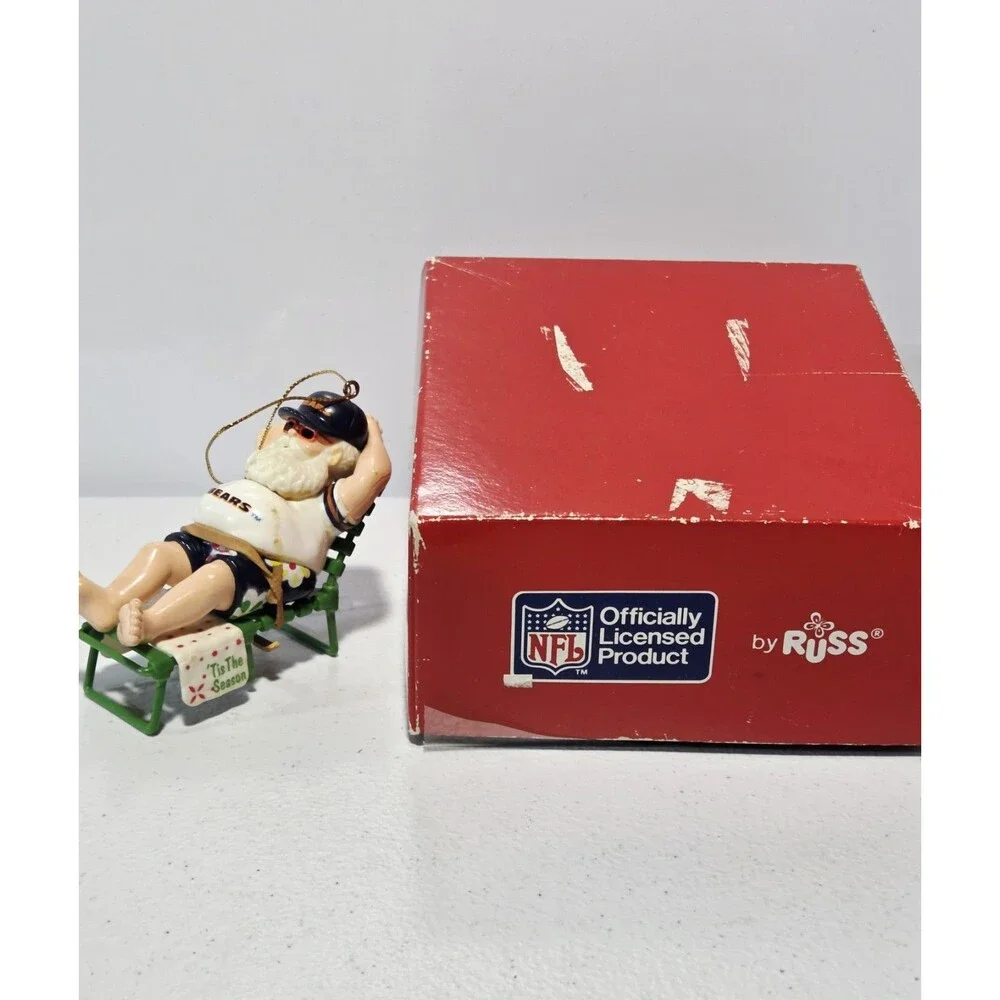 Russ Christmas Ornament Santa Beach Chair Collectible Chicago Bears